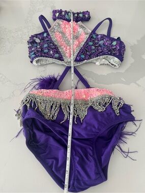 Glamour Costumes Embellished Purple & Pink Sequin One Piece Dance costume